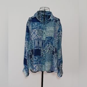 APNY Boho Patchwork Print Blouse Cupro Viscose Blend- Size L